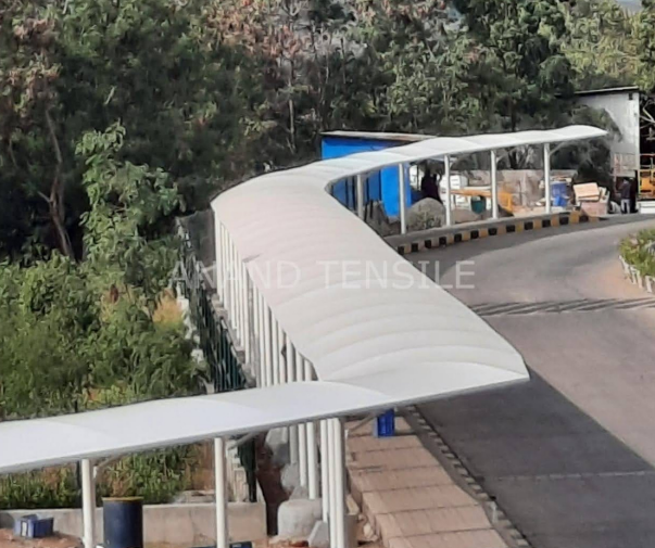 Covered walkway tensile structure connecting buildings in Pune